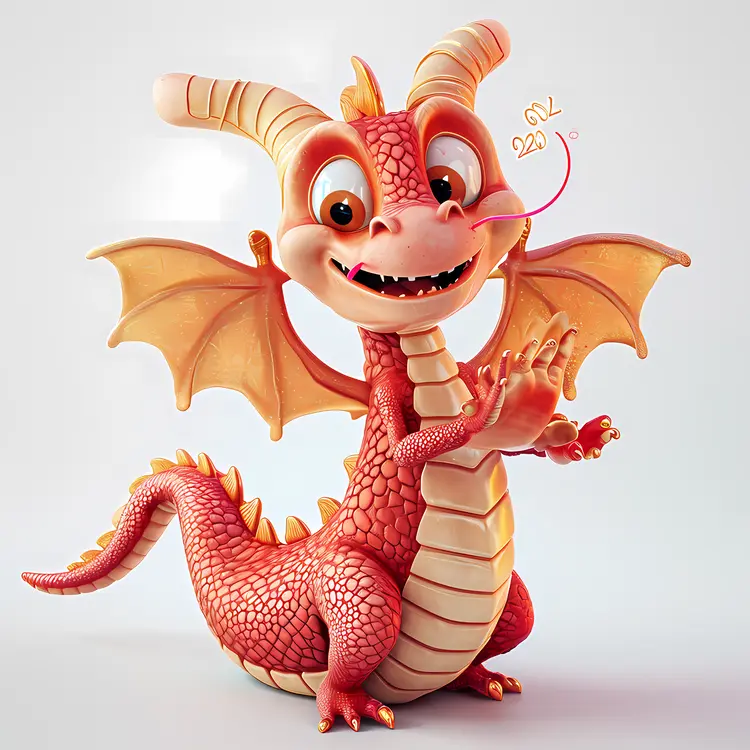 Cute Red Dragon with 2024