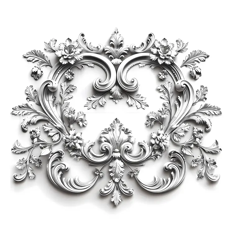 Ornate decorative design in silver