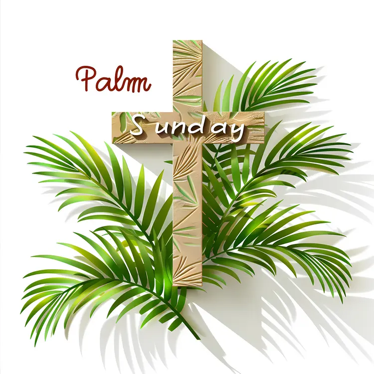 Palm Sunday with Palm Leaves and Cross