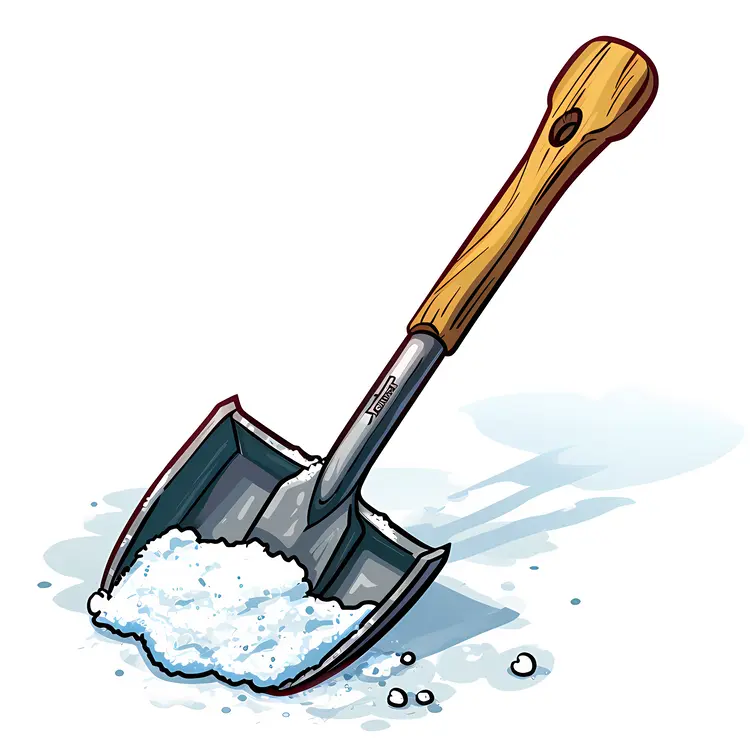 Wooden Handle Shovel with Snow