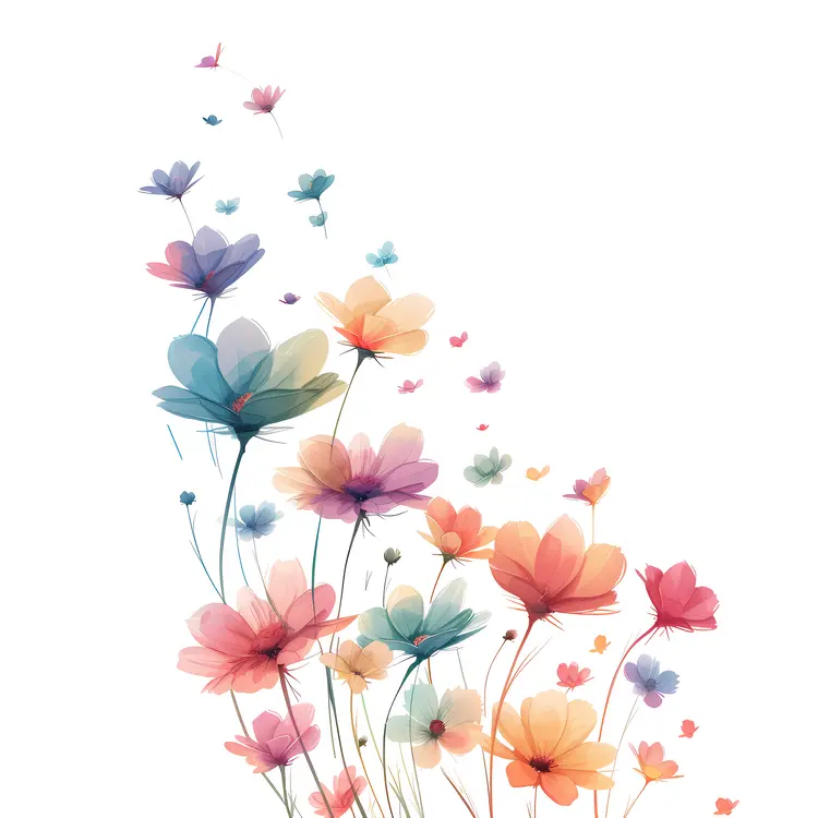 Colorful Flowers with Butterflies