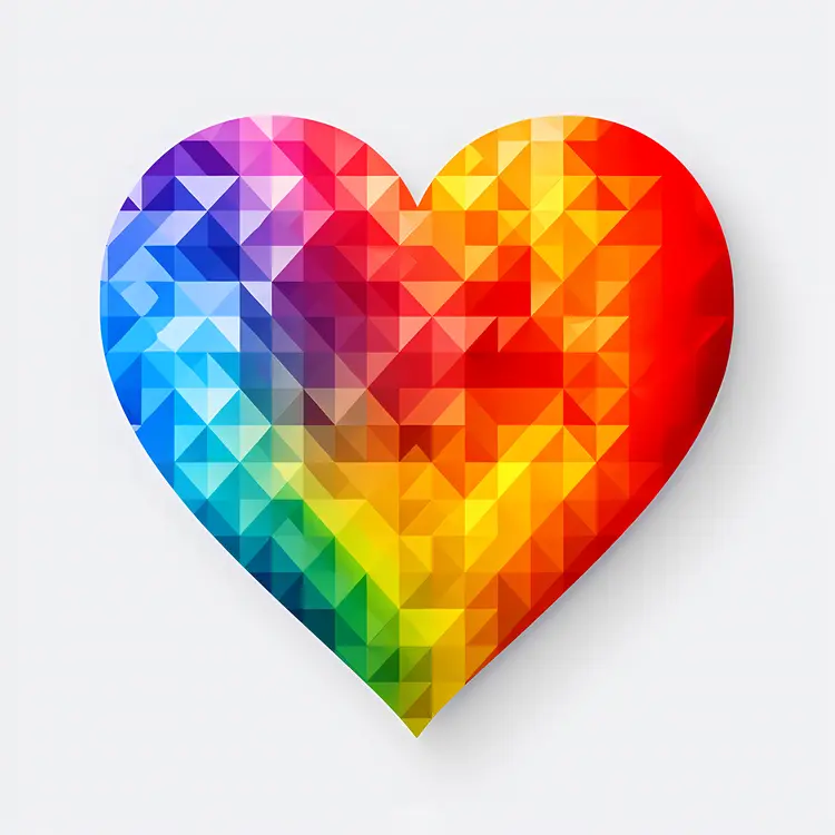 Geometric Rainbow Heart Design