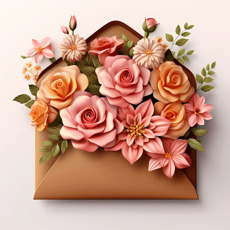 Floral Envelope with Roses and Flowers