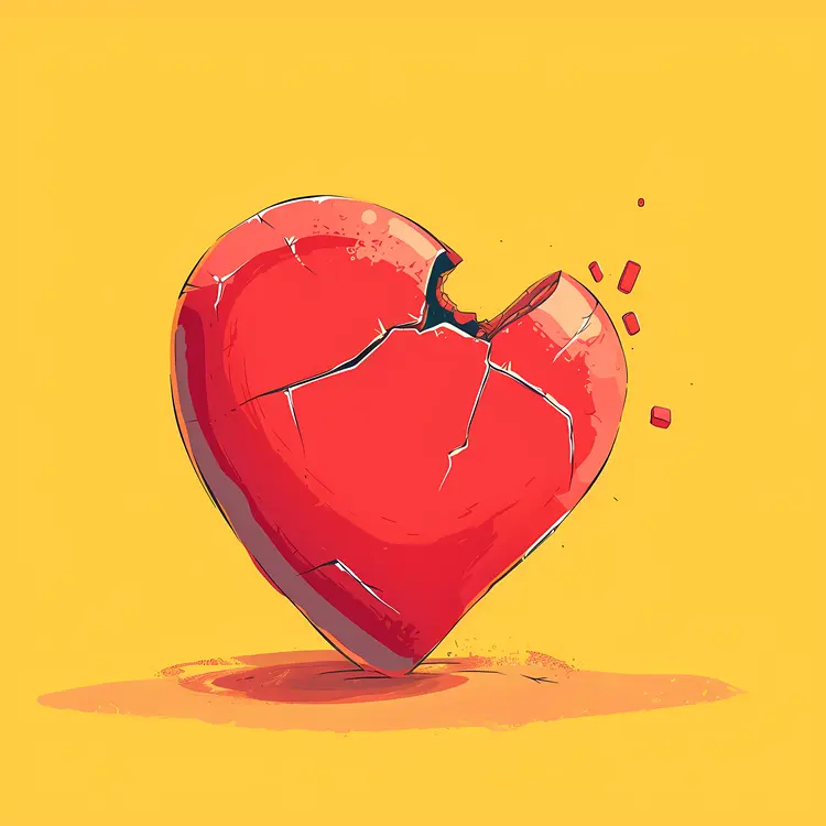 Cracked Red Heart with Missing Piece