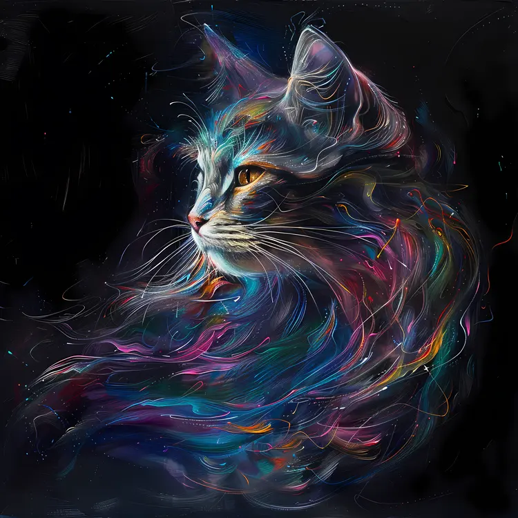 Colorful Cat in Digital Art
