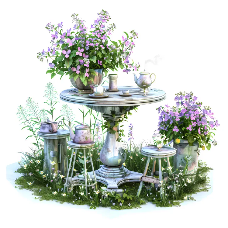 Charming Garden Table with Flowers