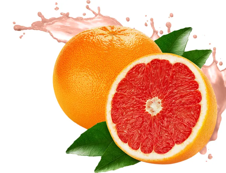 Whole and Half Grapefruit with Leaves