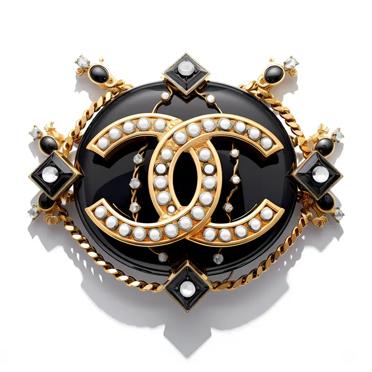 Gold and Black Brooch with Elegant Design