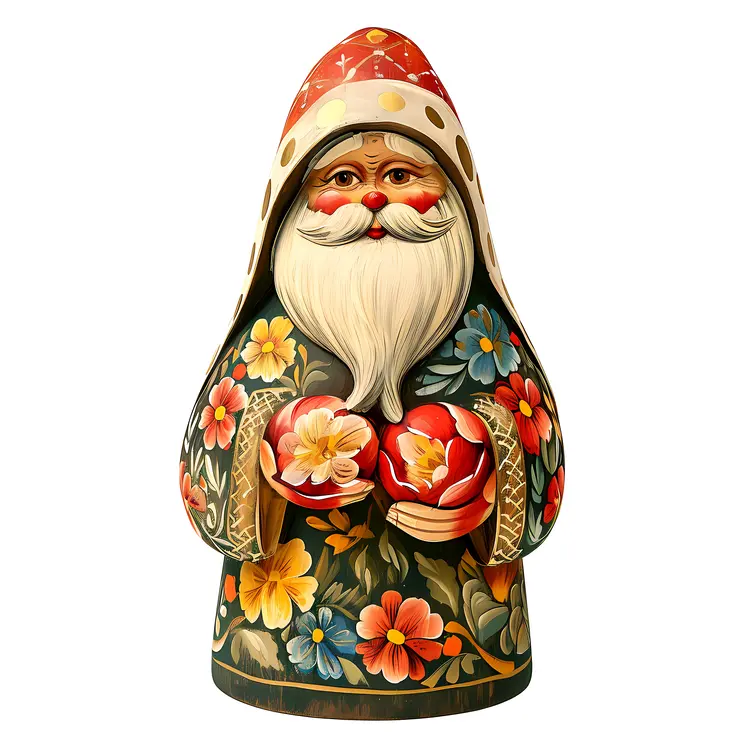 Floral Pattern Gnome Holding Apples