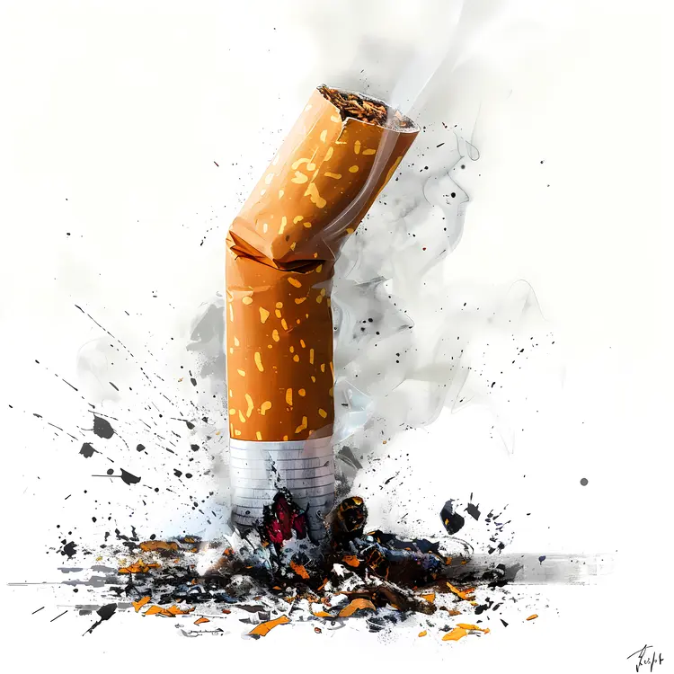 Crushed Cigarette Butt Illustration