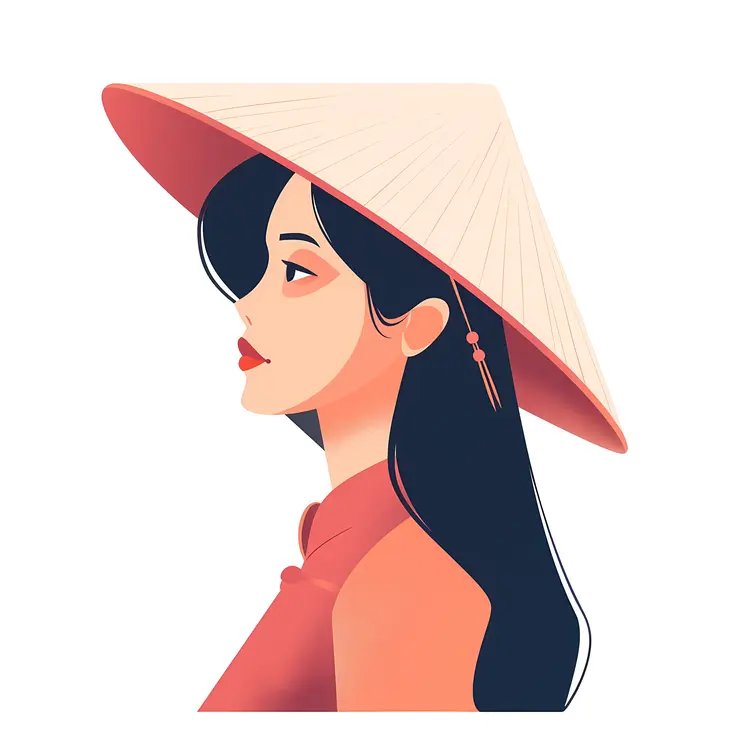 Woman in Orange Hat Profile Illustration