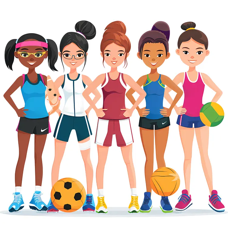 Group of Female Athletes Illustration