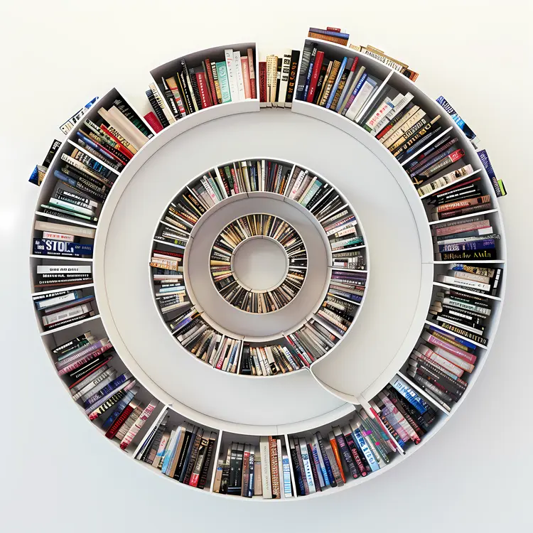 Spiral Bookshelf with Books