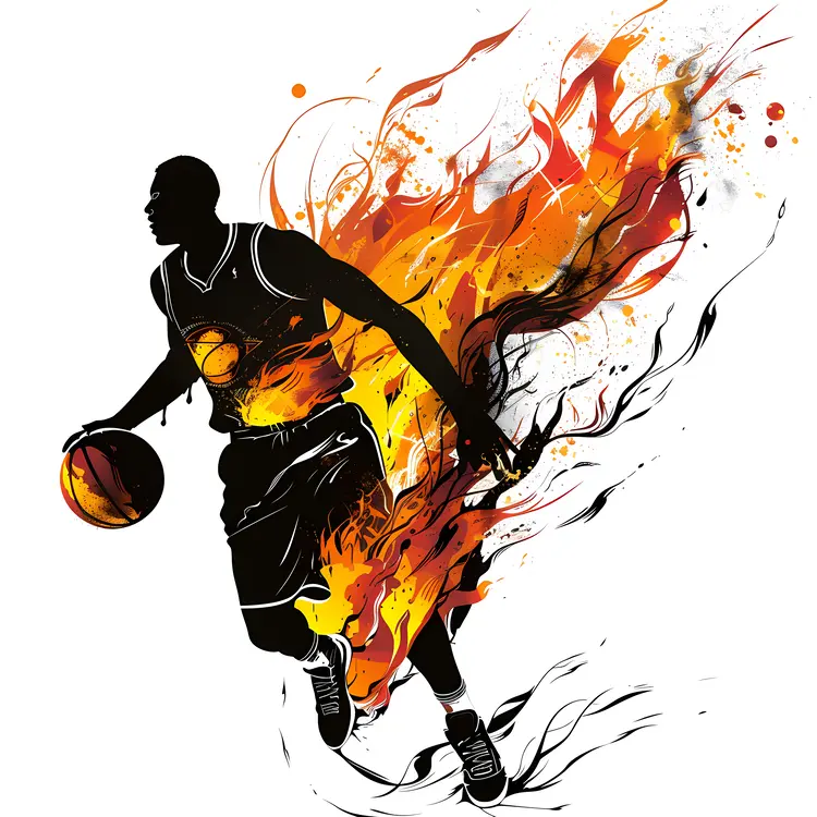 Basketball Player with Fiery Background