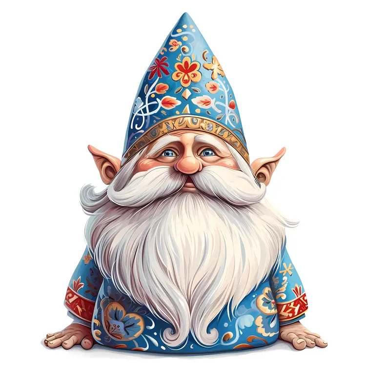 Blue Gnome with Floral Hat