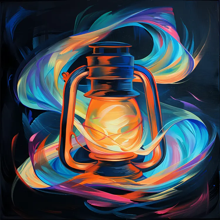 Colorful Lantern with Radiant Glow