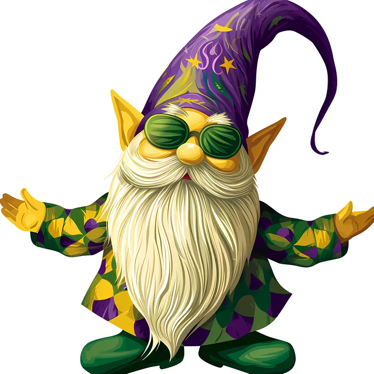 Colorful Gnome with Green Sunglasses