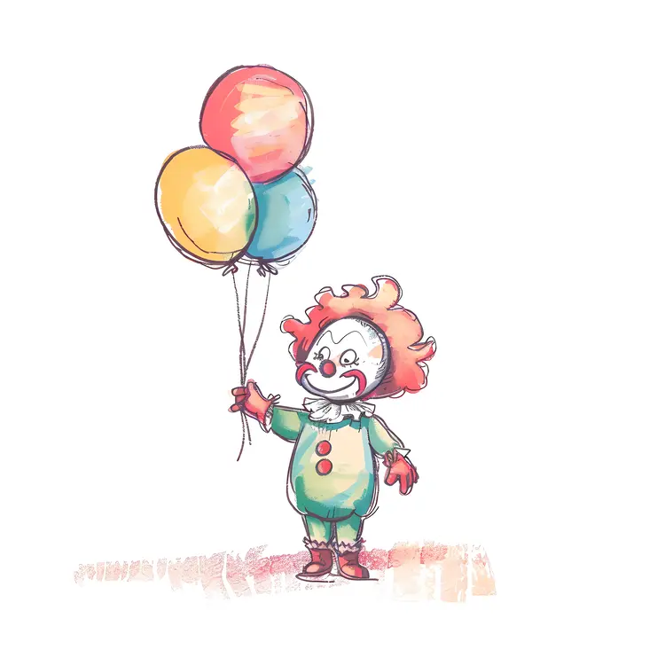 Colorful Clown Holding Balloons
