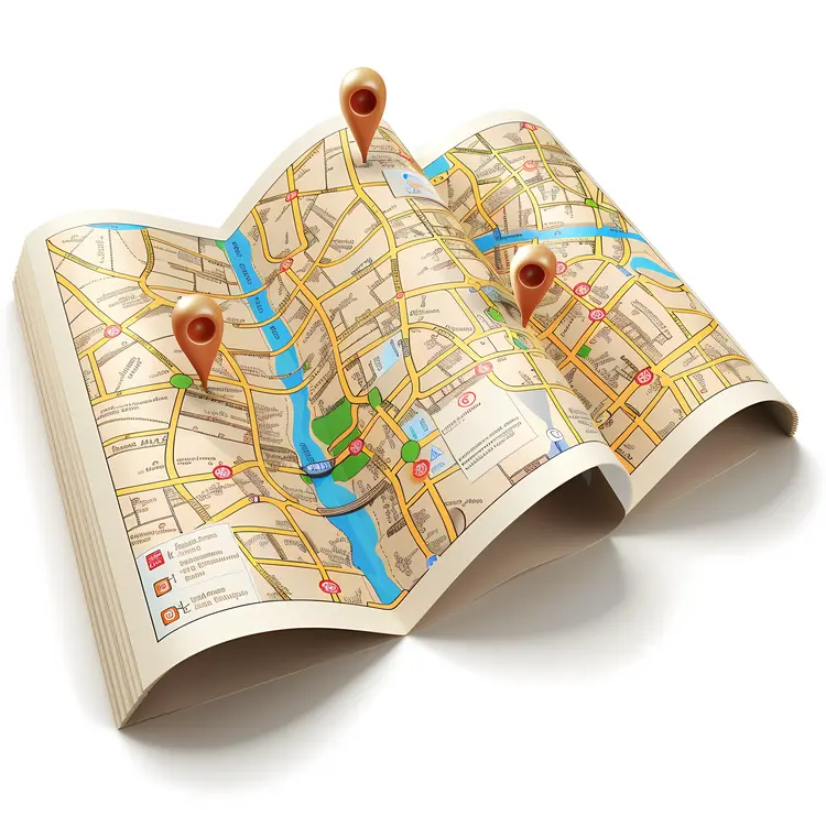 Folded Map with Location Pins - A7XB9N5XP.webp