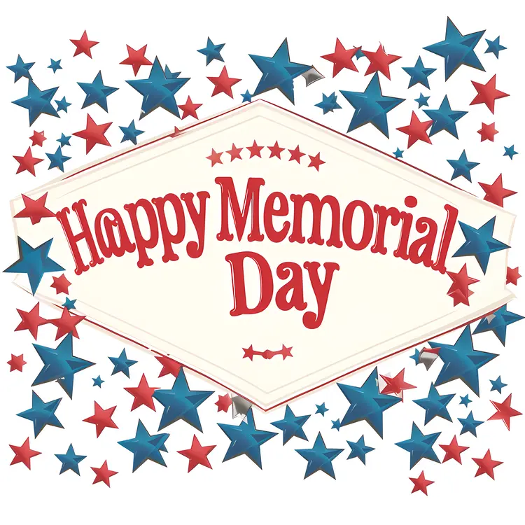 Happy Memorial Day with Star Pattern