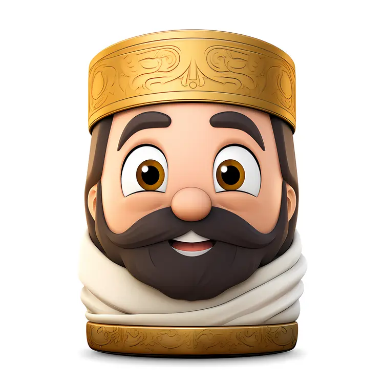 Cartoon Character with Crown and Beard