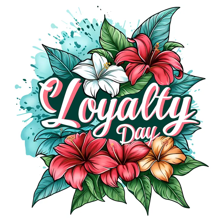Loyalty Day Text with Flowers