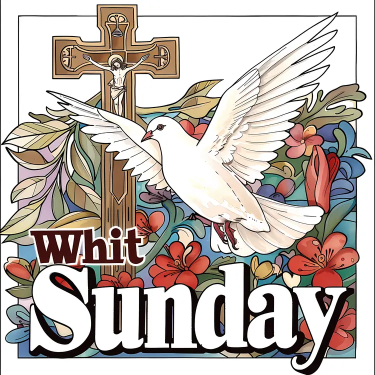 White Dove and Cross for Whit Sunday Celebration