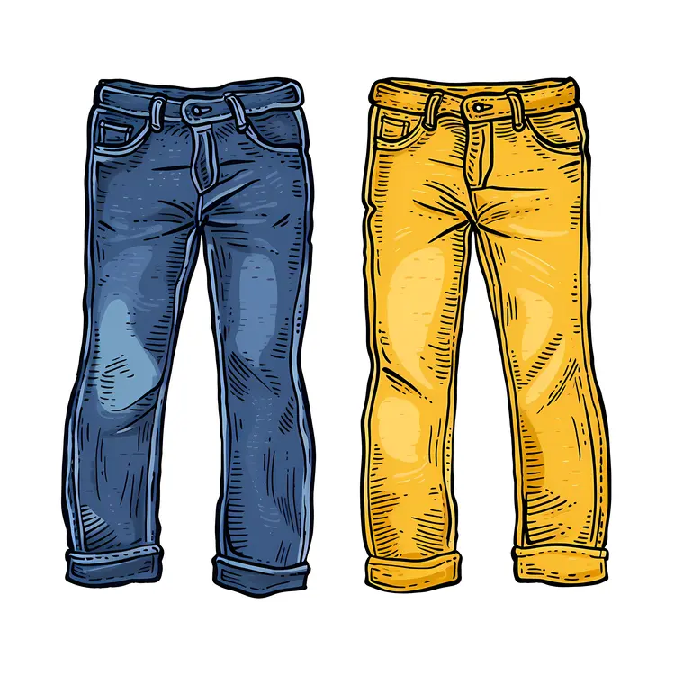 Blue and Yellow Jeans Illustration