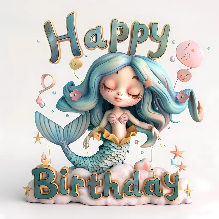 Mermaid with Birthday Balloons