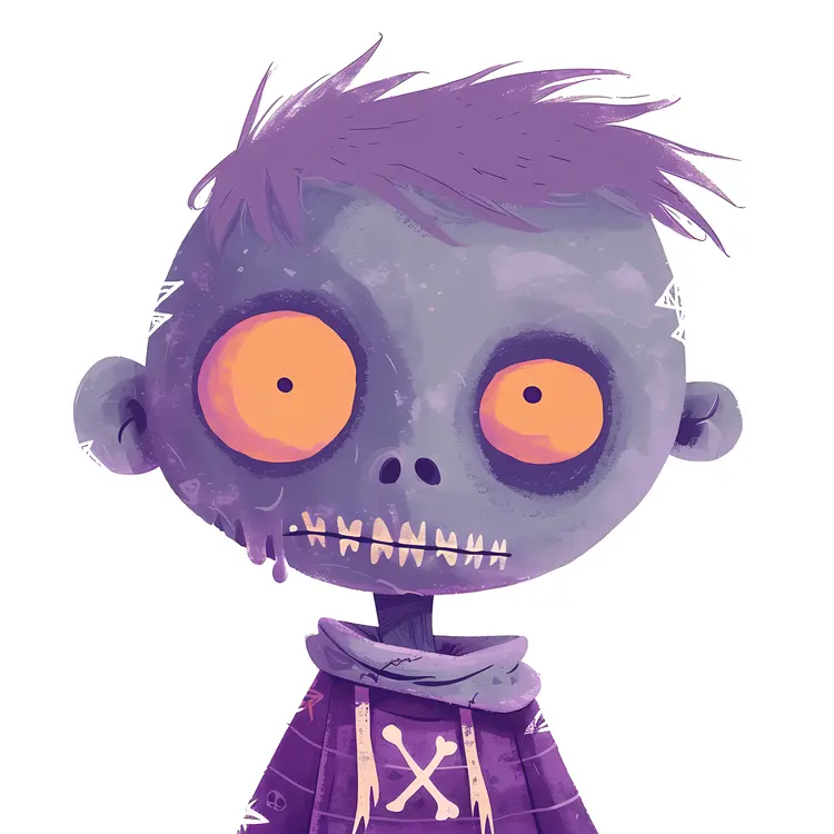 Cute Zombie Boy with Purple Hair