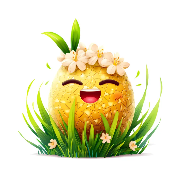 Smiling Pineapple with Flowers