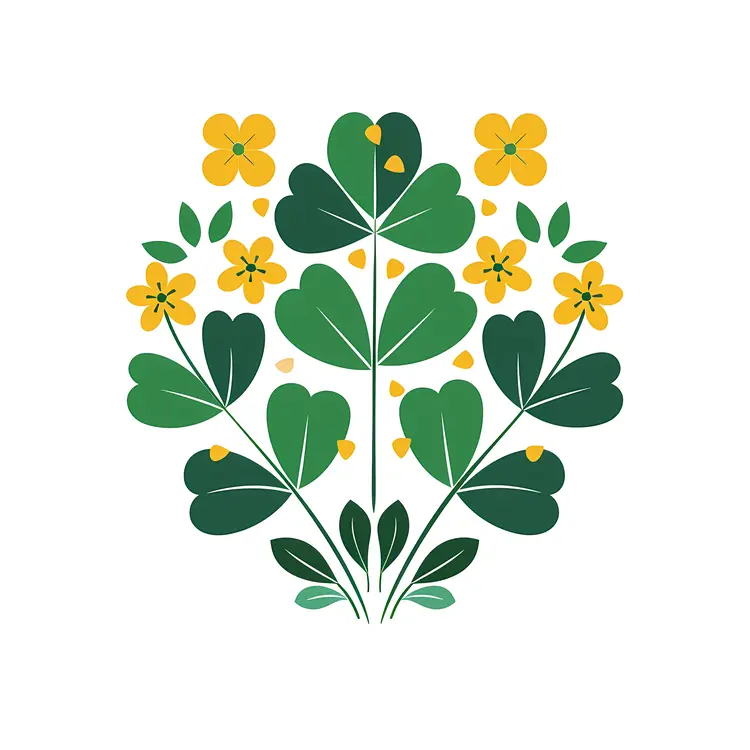 Clover and Flowers Illustration