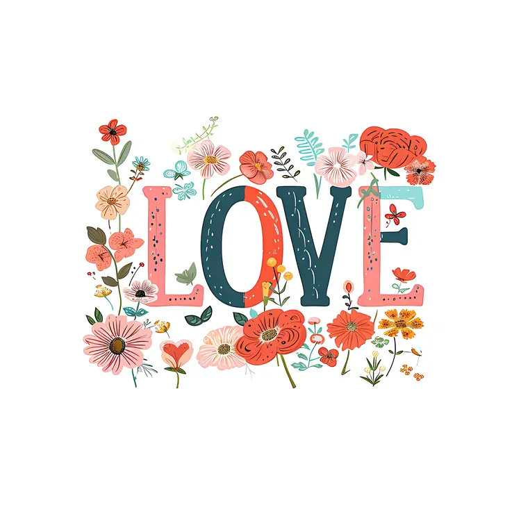 Floral LOVE Text Art