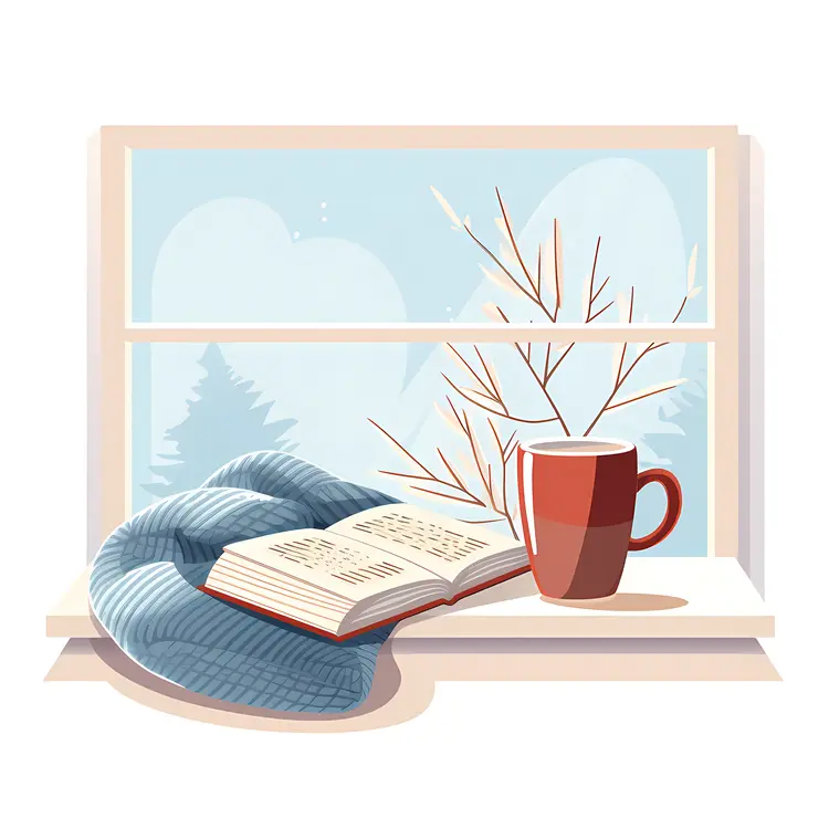 Cozy Reading by the Window with Red Mug