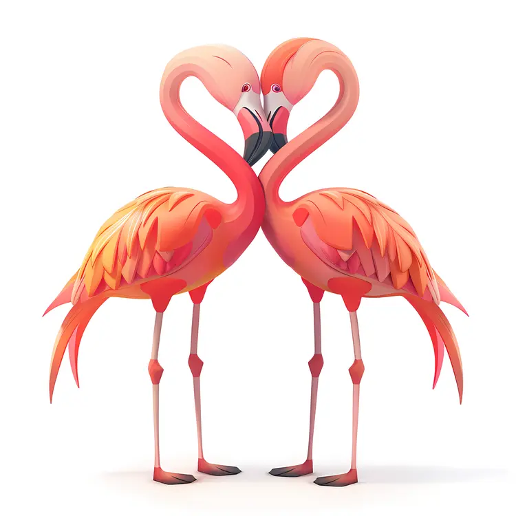 Two Pink Flamingos in Love