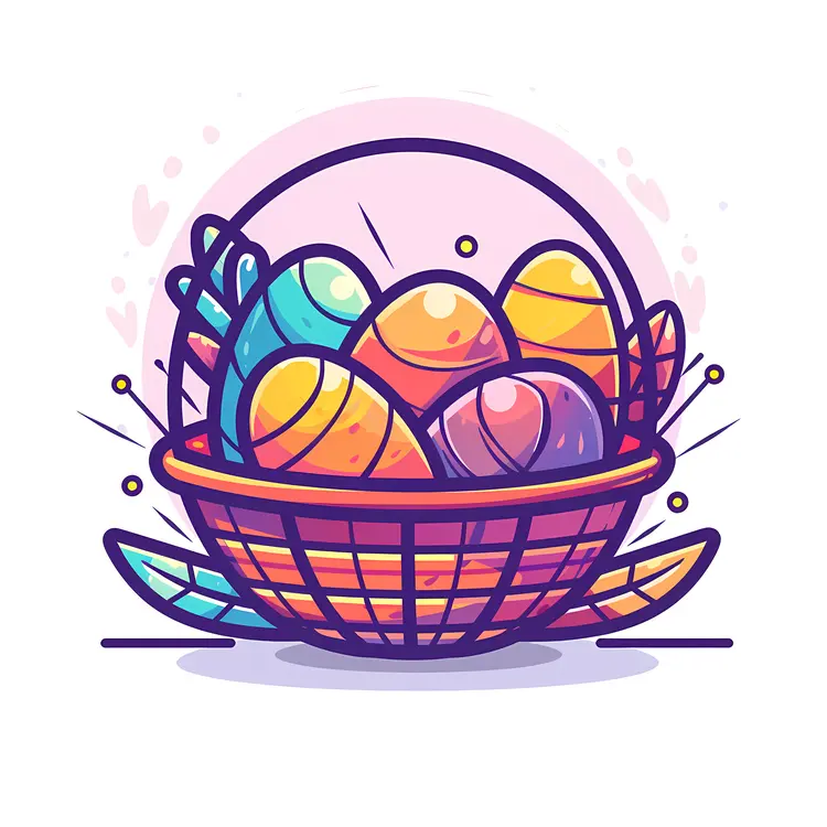 Vibrant Easter Eggs in a Basket