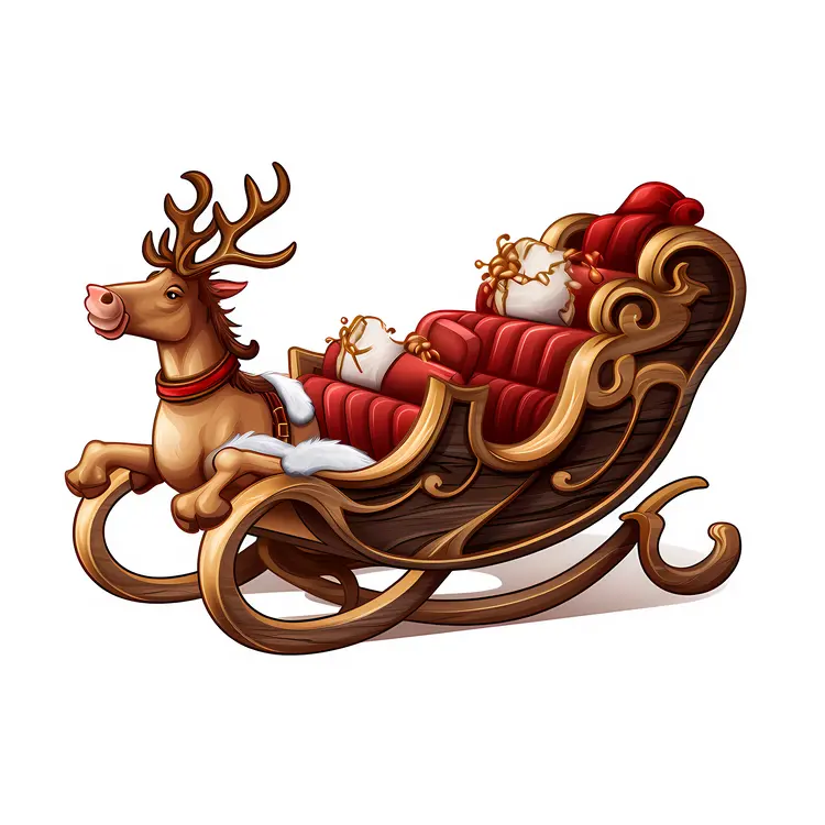 Reindeer Pulling Santa's Sleigh