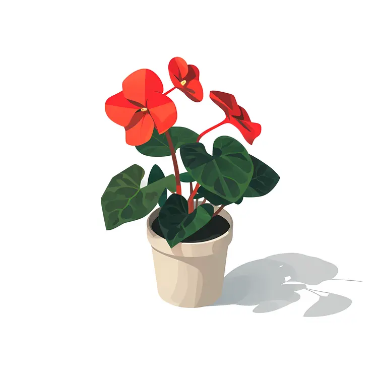Red Flower in Pot for Indoor Decoration