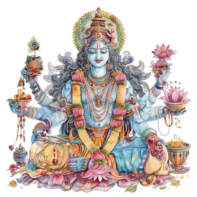 Intricate Illustration of a Hindu Deity