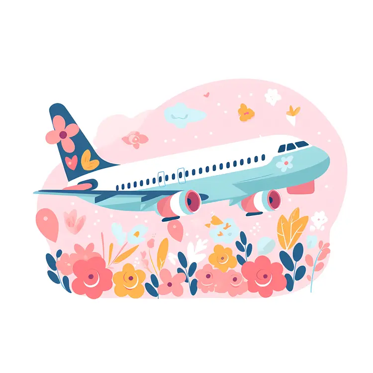 Airplane Flying Over a Field of Flowers