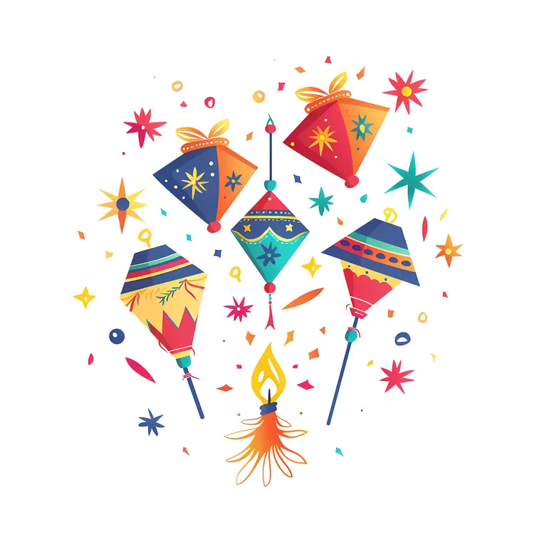 Colorful Pinatas and Confetti