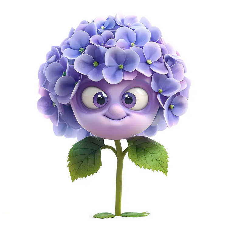 Happy Hydrangea Flower Character