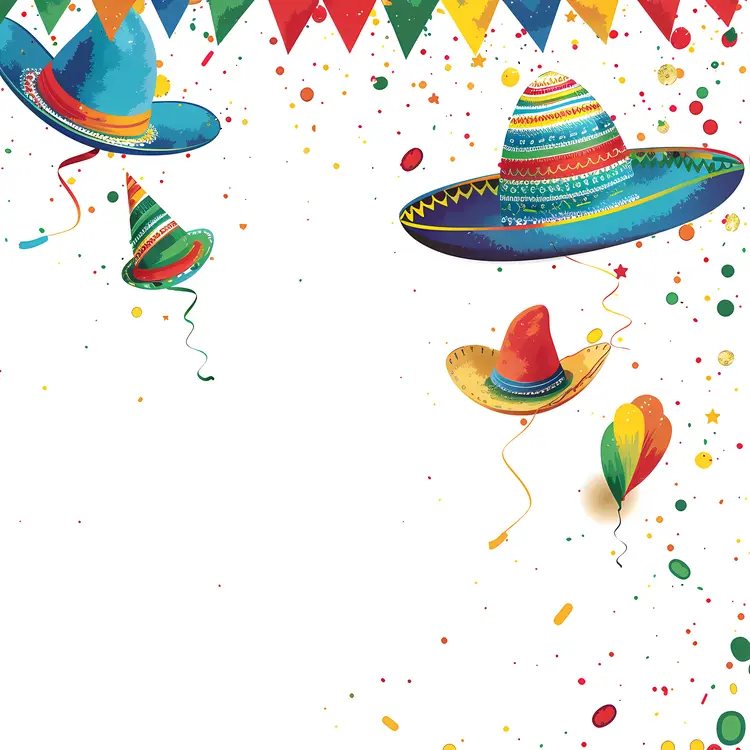 Colorful Sombrero Hats and Balloons Festival