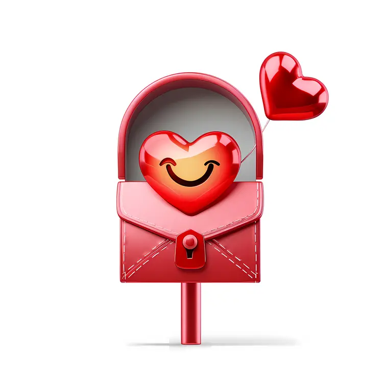 Red Mailbox with Smiley Heart for Valentine's Day