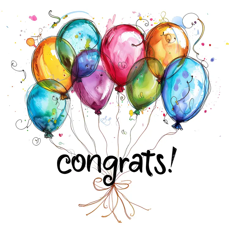 Congrats Sign with Balloons