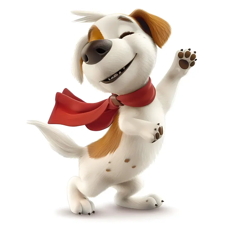 Cute Doodle Dog with Red Scarf