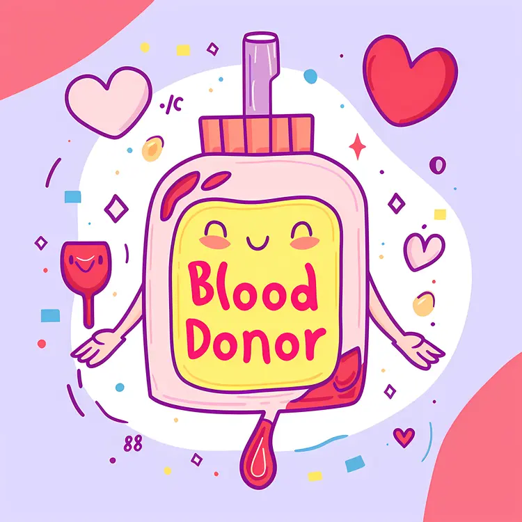 Happy Blood Donor Bag Illustration