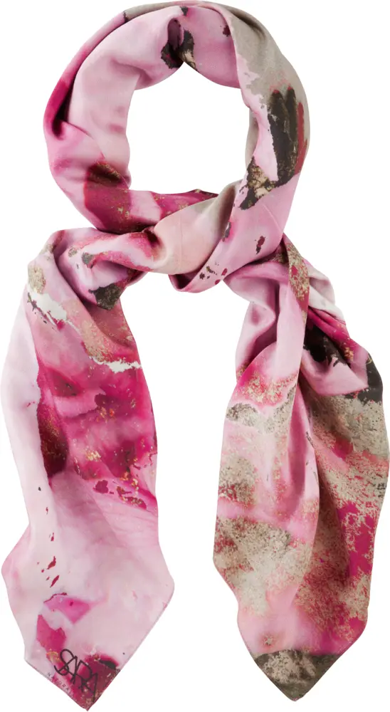 Elegant Pink Scarf with Artistic Design