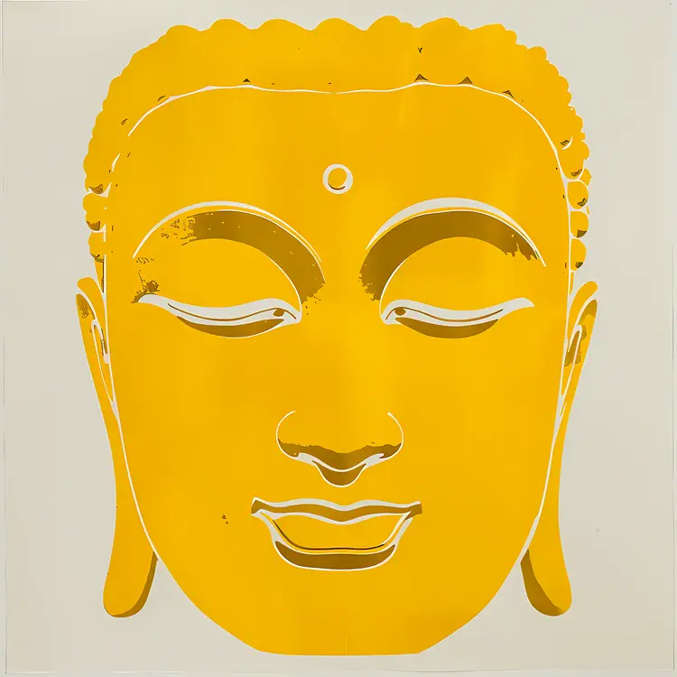 Yellow Buddha Face in Peaceful Meditation