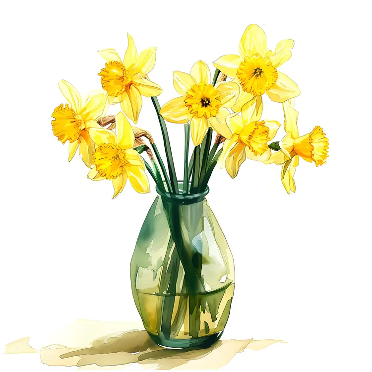 Yellow Daffodils in a Glass Vase